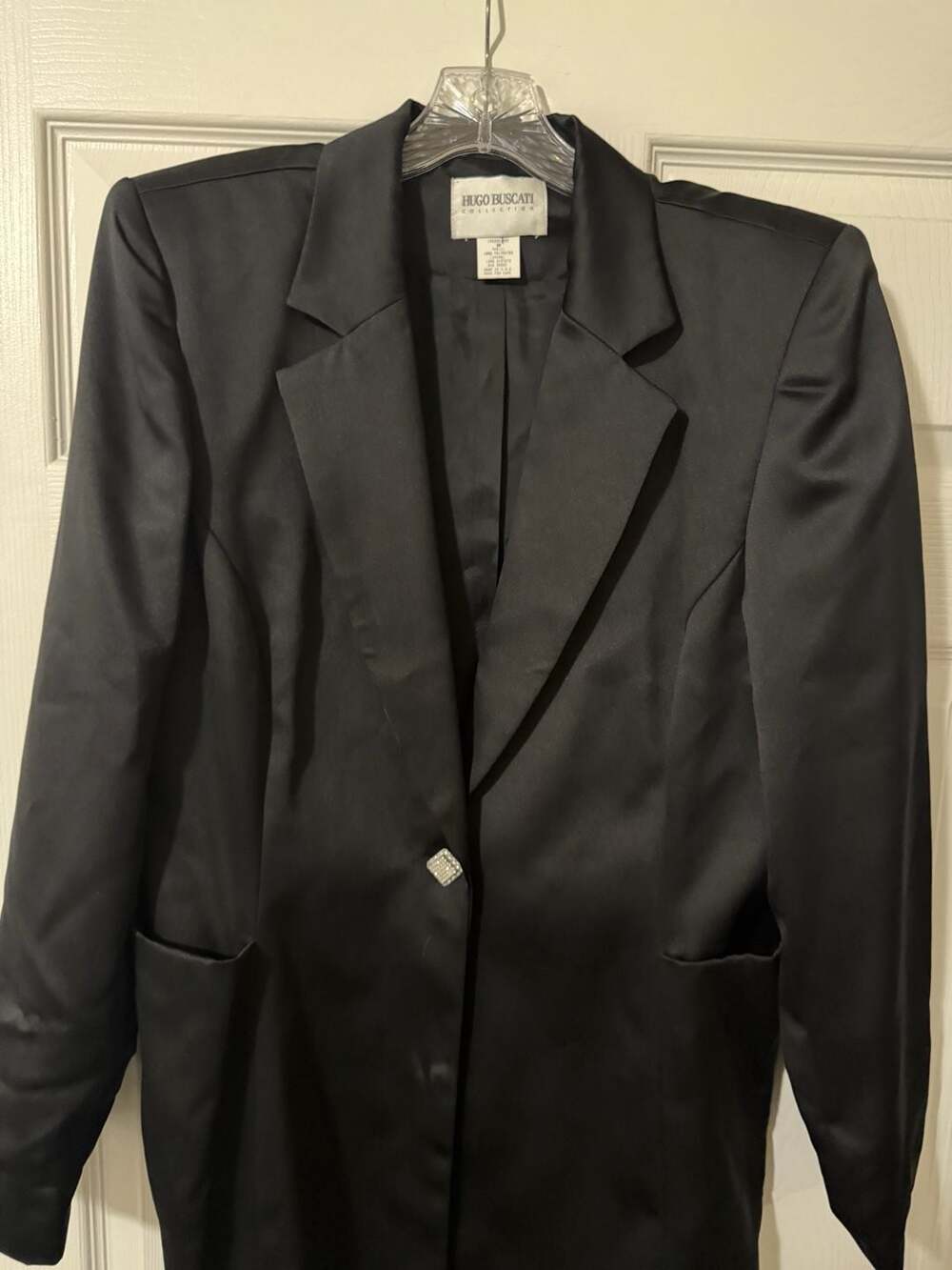 Hugo Buscati Collection Black Satin Blazer Size 16